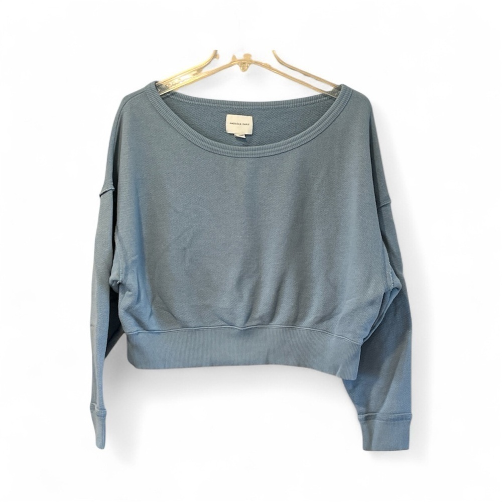 American Eagle Outfitters Blue Crop Sweatshirt Size XS Long Sleeves